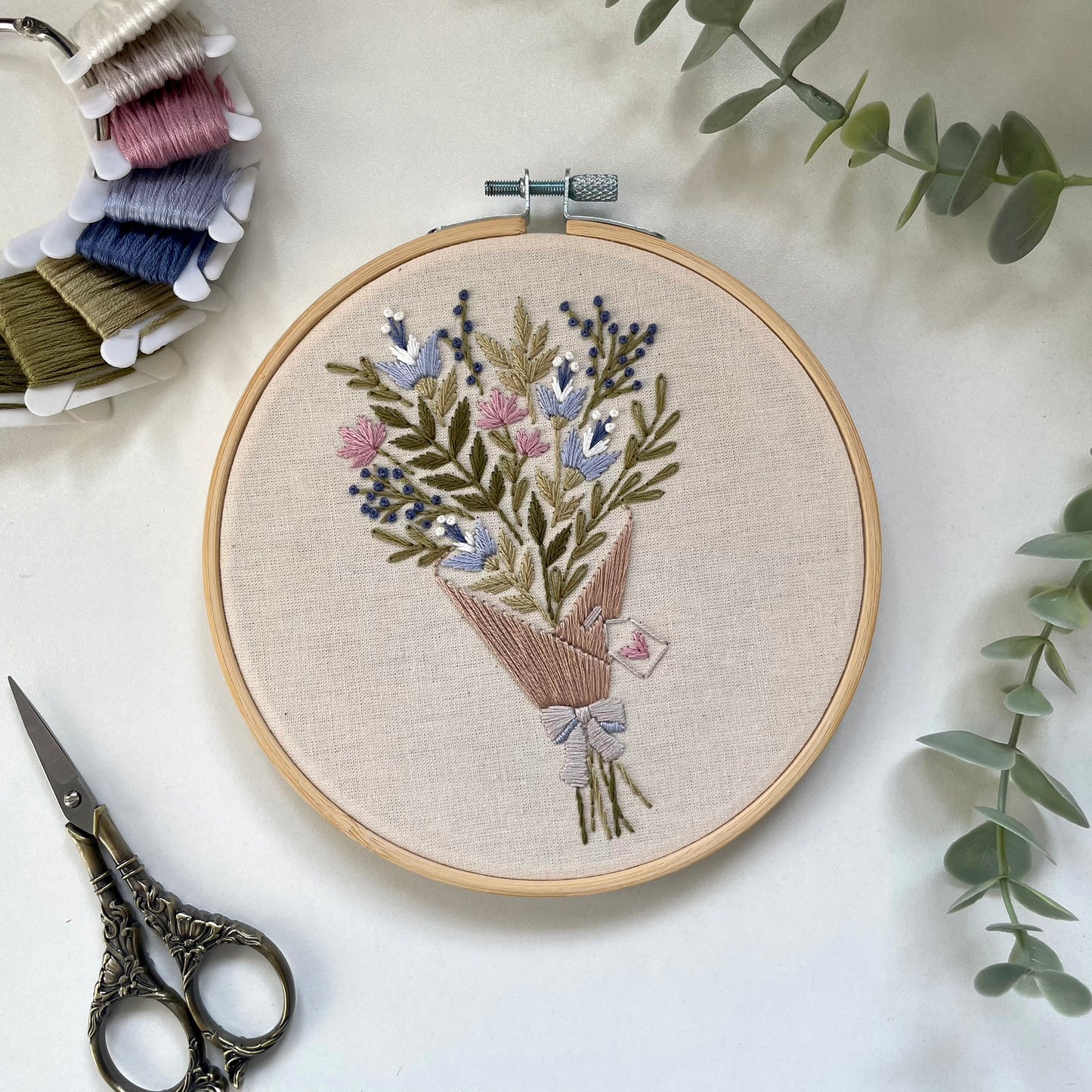 Spring Flower Bouquet Embroidery Kit