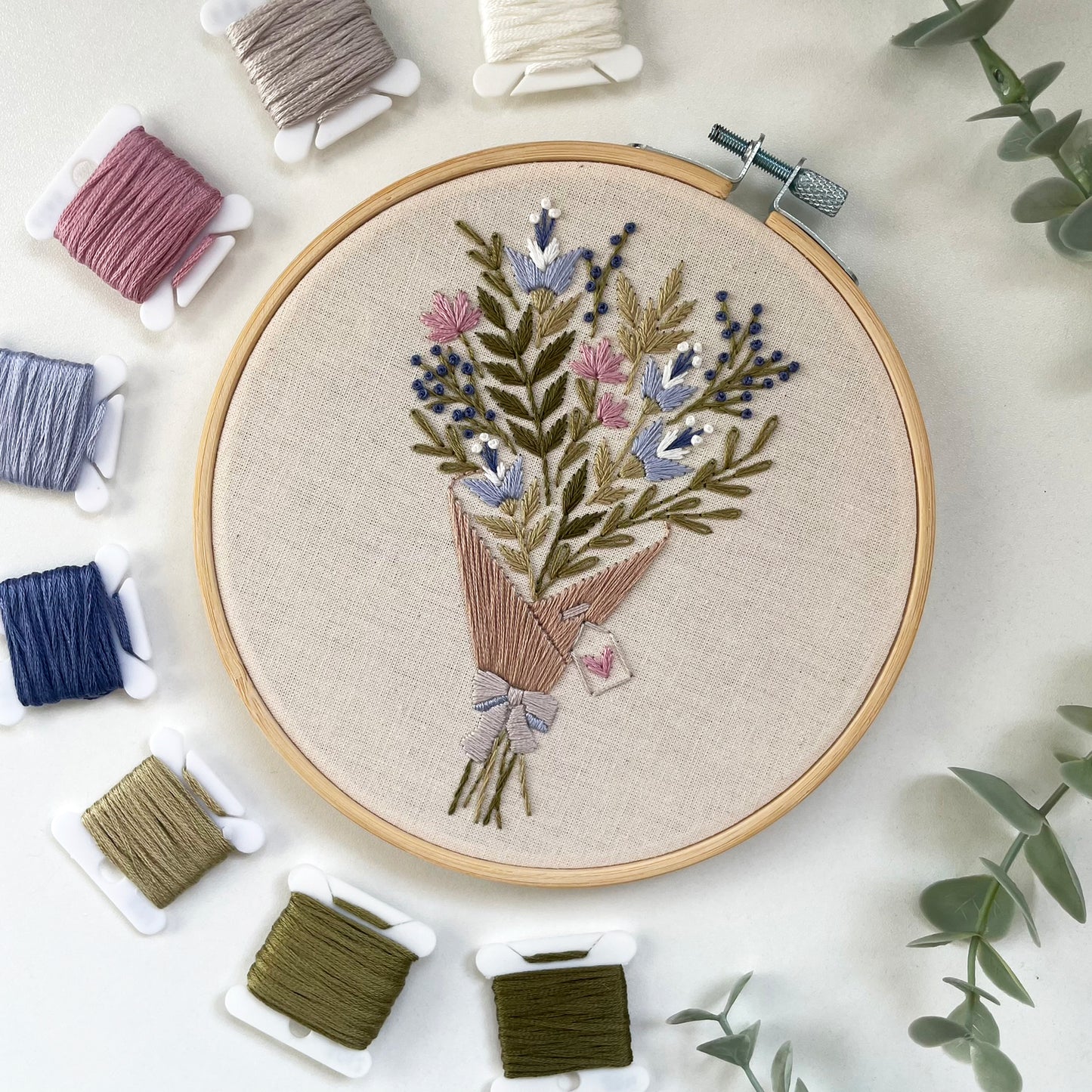 Spring Flower Bouquet Embroidery Kit