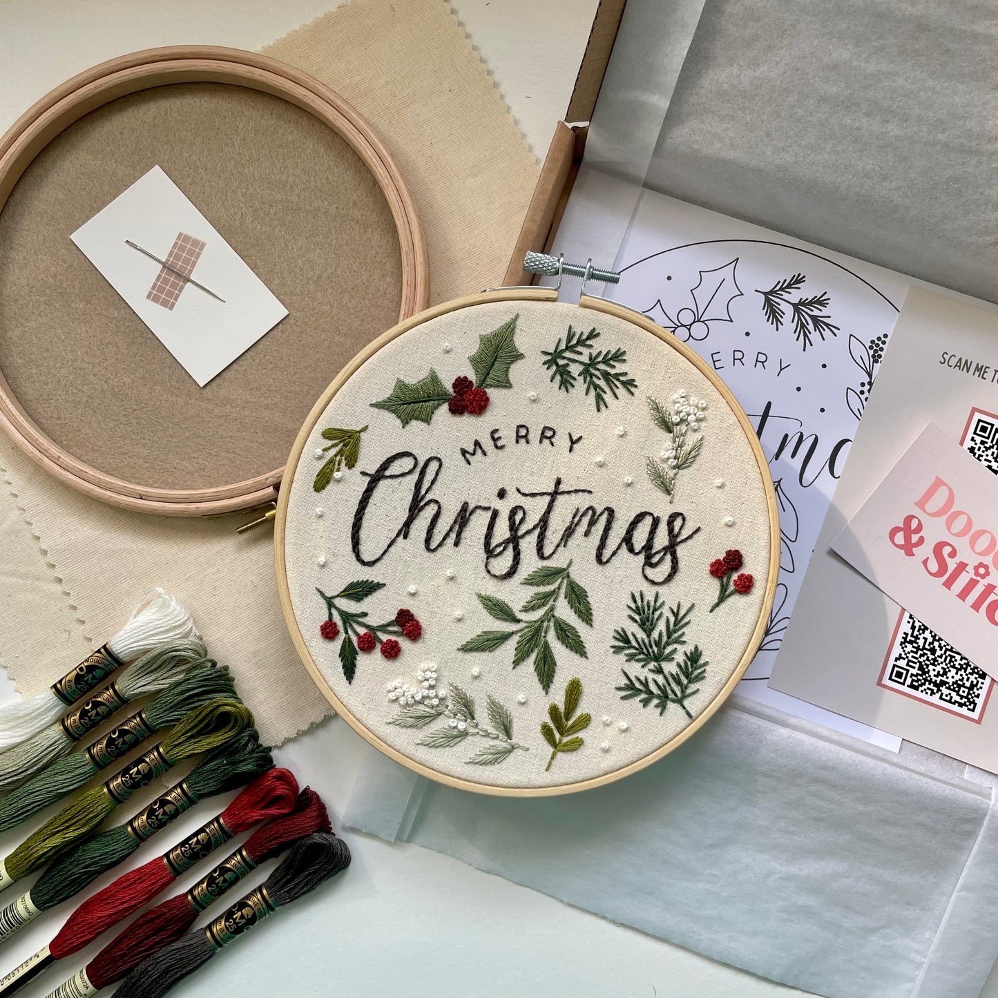 Merry Christmas Embroidery Kit