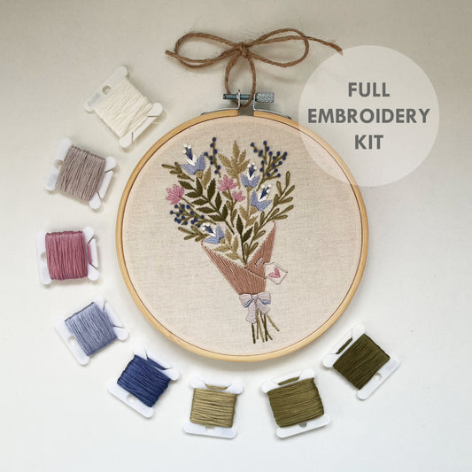 Spring Flower Bouquet Embroidery Kit